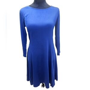 NWT Tam Ware Blue Casual 2/3 Sleeve Skater Fit & Flare Dress Large